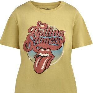 Time and Tru Yellow Rolling Stones Graphic Tee